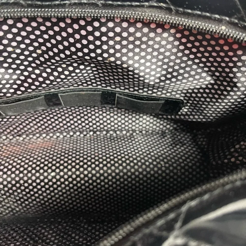 Caboodles Black Faux leather Patent Quilted Makeup Shoulder Bag.